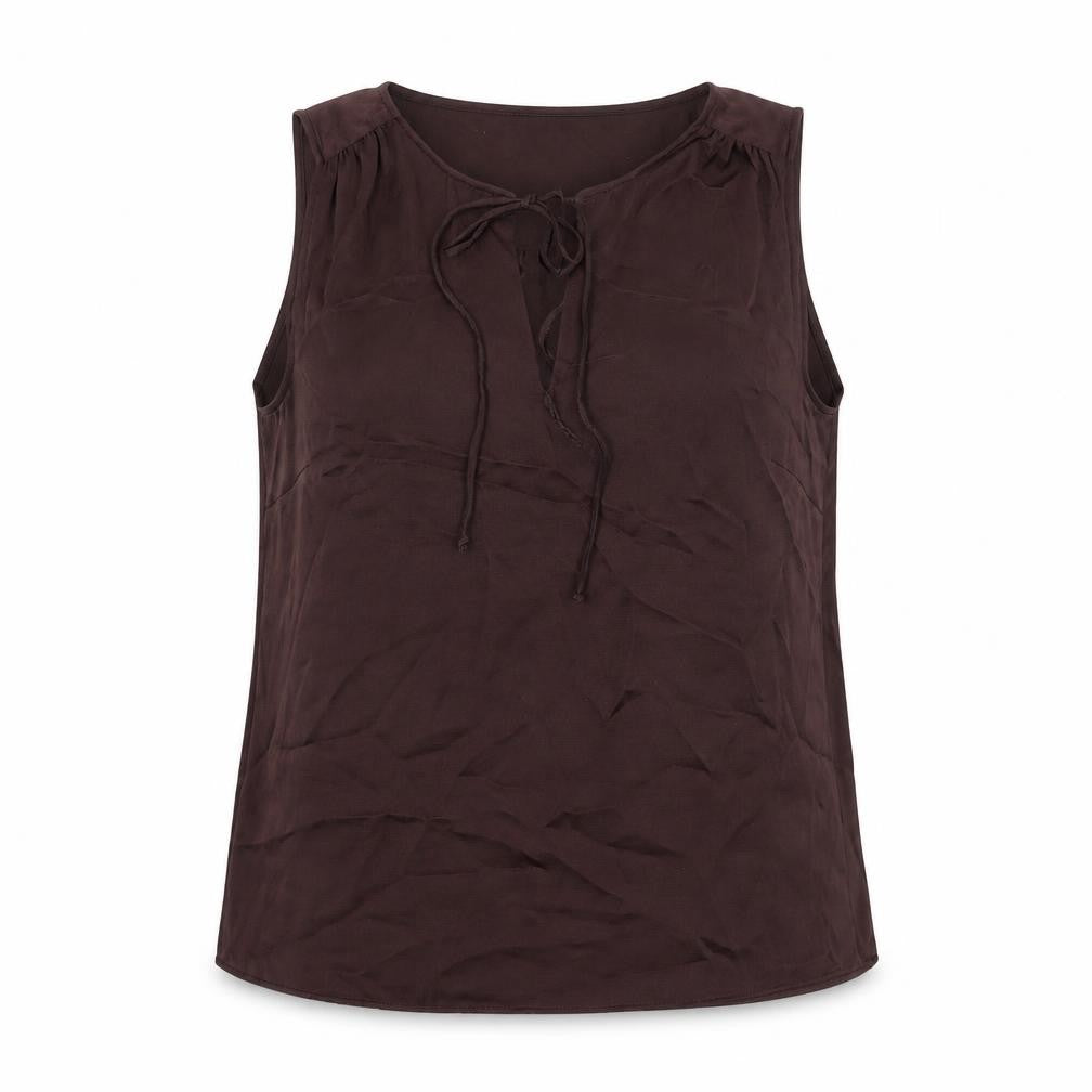 H&M Womens Brown Polyester Tunic Blouse Size S Boat Neck