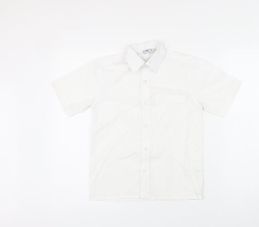 Trutex Girls White Polyester Basic Blouse Size M Collared Button
