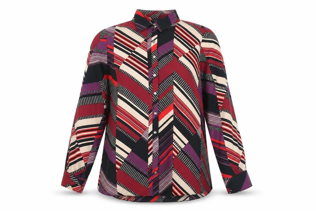 Dorothy Perkins Womens Multicoloured Geometric Polyester Blend Basic Blouse Size 18 Collared