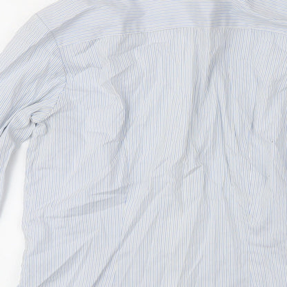 H&M Womens Blue Striped Polyamide Basic Blouse Size 8 Collared