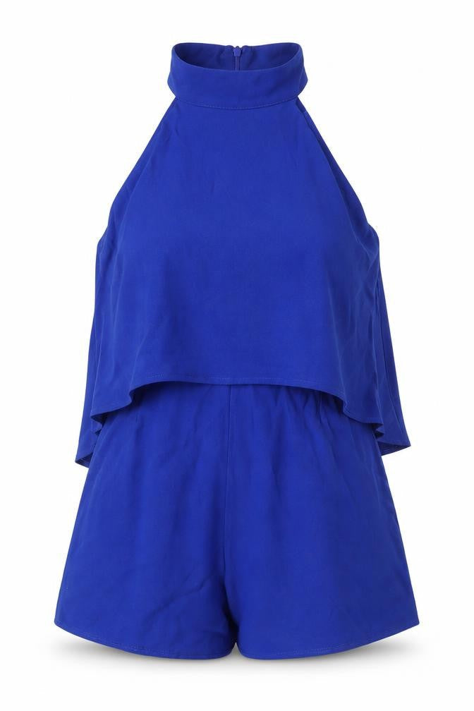 INFLUENCE Womens Blue Polyester Playsuit One-Piece Size 12 Zip