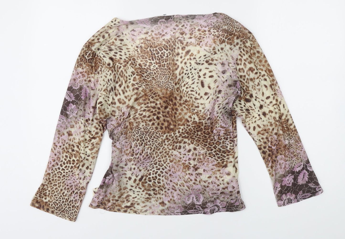Reflections Womens Multicoloured Animal Print Polyester Tunic Blouse Size M V-Neck