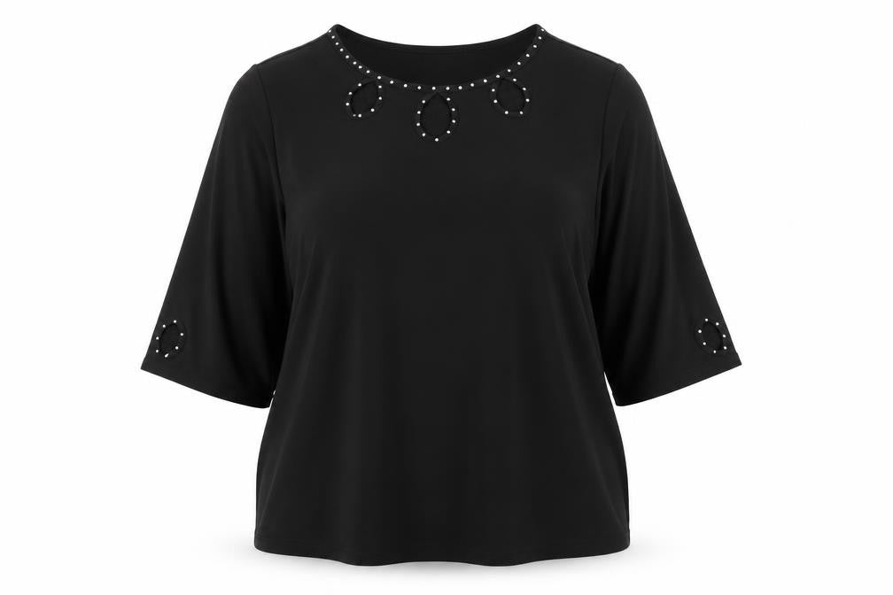 Dreamknit Womens Black Polyester Tunic Blouse Size 2XL Boat Neck