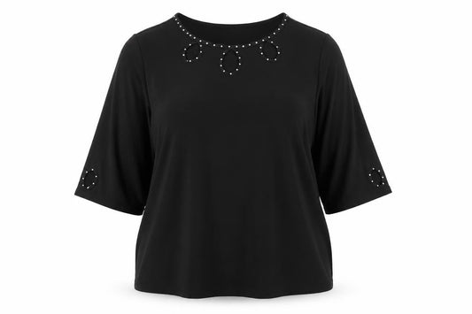 Dreamknit Womens Black Polyester Tunic Blouse Size 2XL Boat Neck
