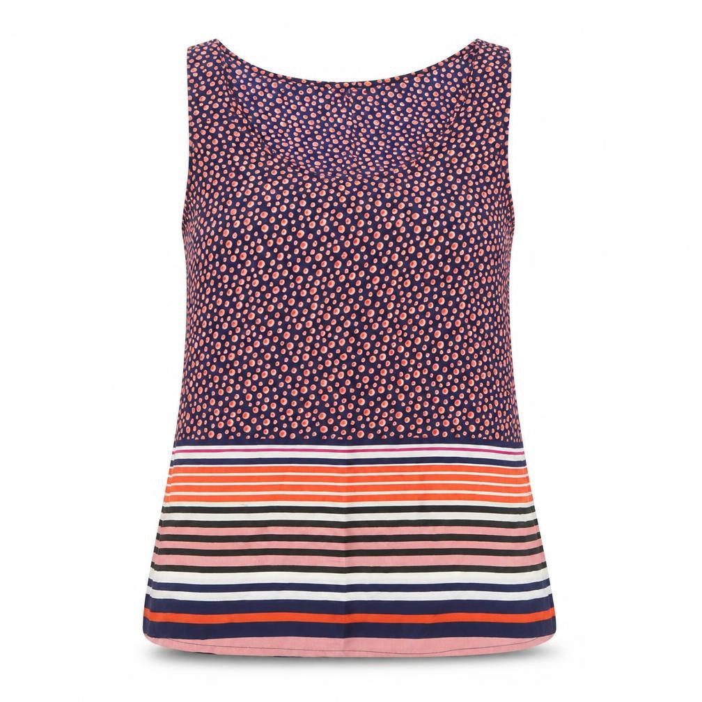 INFLUENCE Womens Multicoloured Striped Polyester Camisole Blouse Size XS Scoop Neck