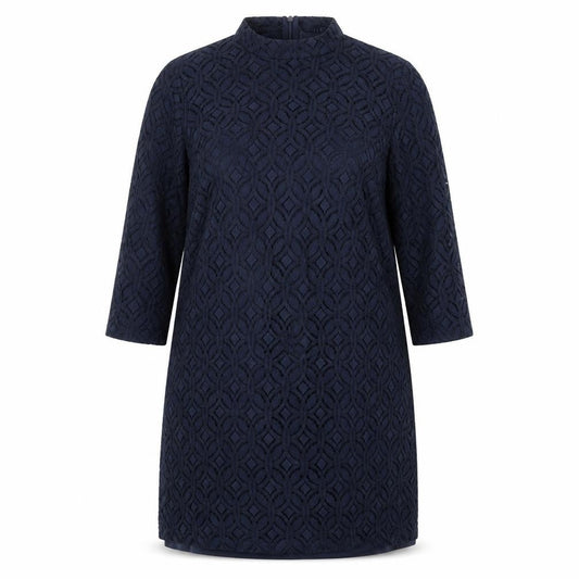 La Redoute Womens Blue Cotton Shift Size 5XL Mock Neck Zip