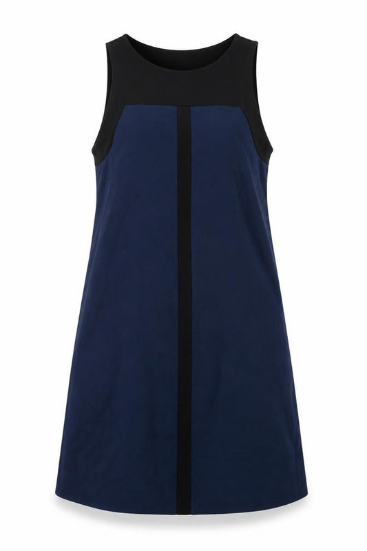 Mango Womens Blue Colourblock Polyester Pinafore/Dungaree Dress Size S Round Neck