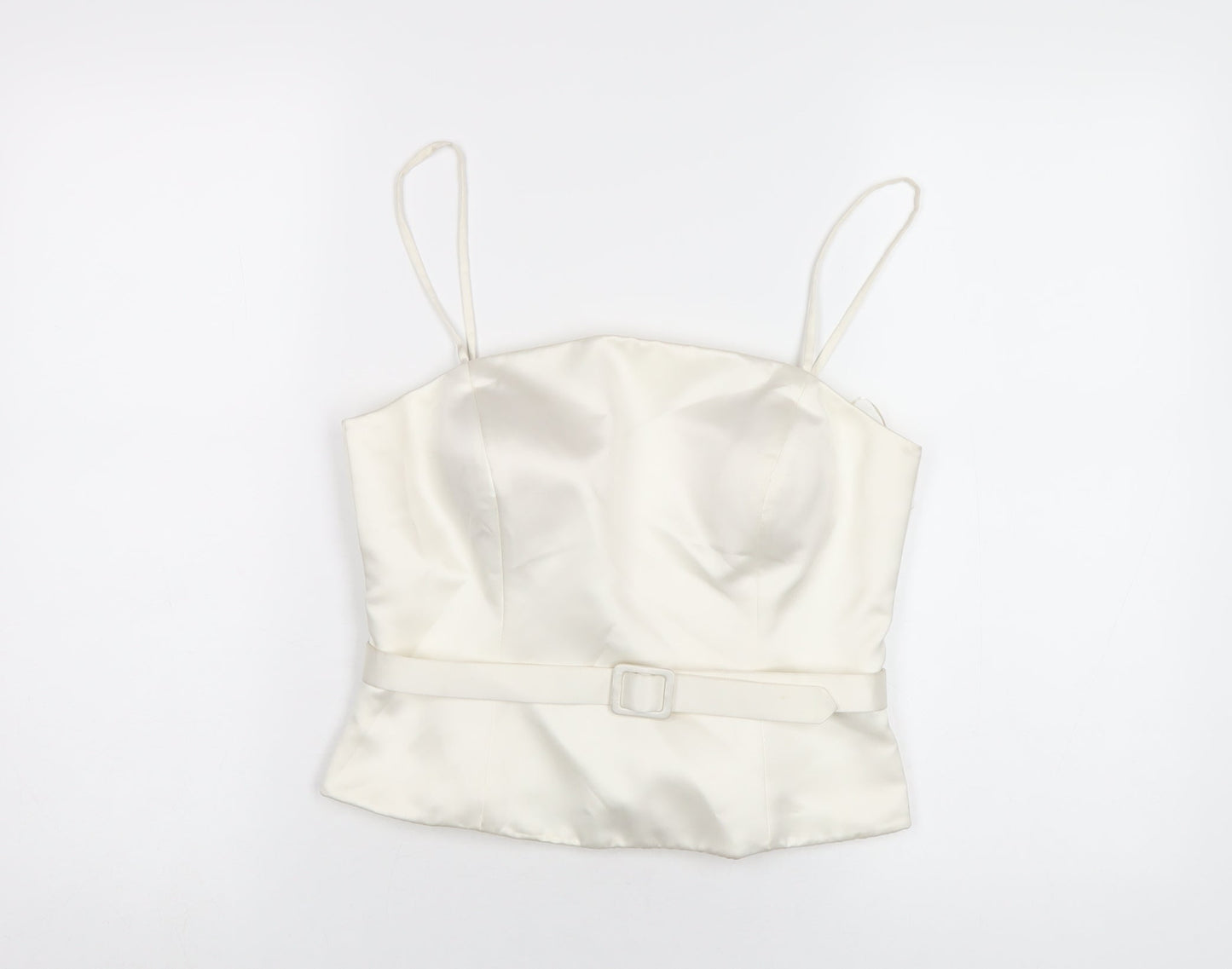 Ronald Joyce Womens White Polyester Camisole T-Shirt Size 12 Square Neck