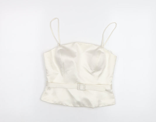 Ronald Joyce Womens White Polyester Camisole T-Shirt Size 12 Square Neck