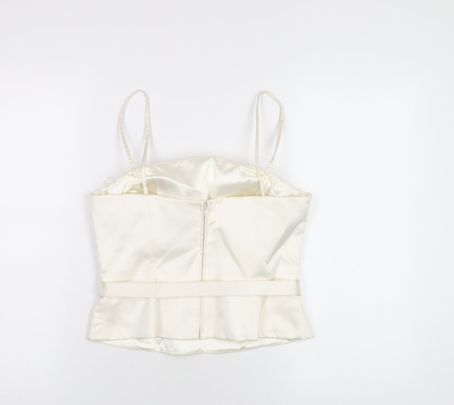 Ronald Joyce Womens White Polyester Camisole T-Shirt Size 12 Square Neck