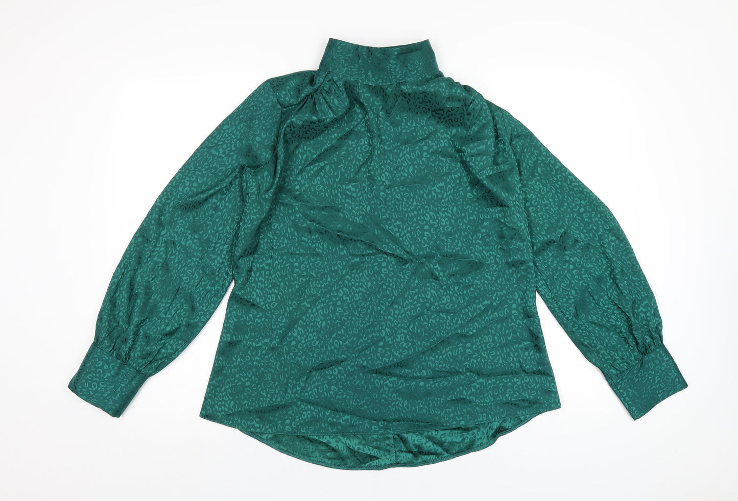 Closet Womens Green Polyester Basic T-Shirt Size 12 Mock Neck