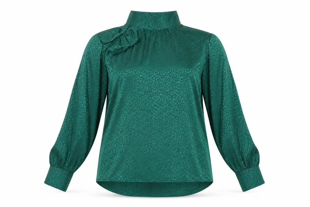 Closet Womens Green Polyester Basic T-Shirt Size 12 Mock Neck