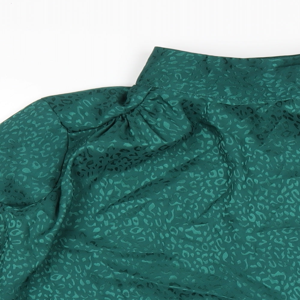 Closet Womens Green Polyester Basic T-Shirt Size 12 Mock Neck