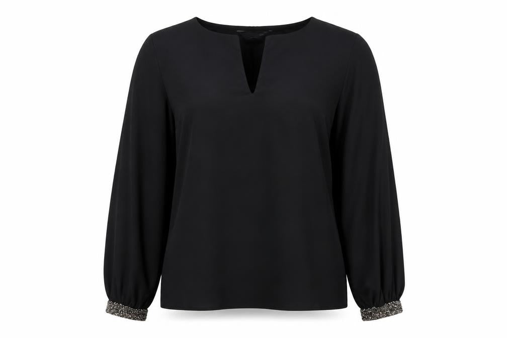 Dorothy Perkins Womens Black Polyester Basic Blouse Size 8 V-Neck