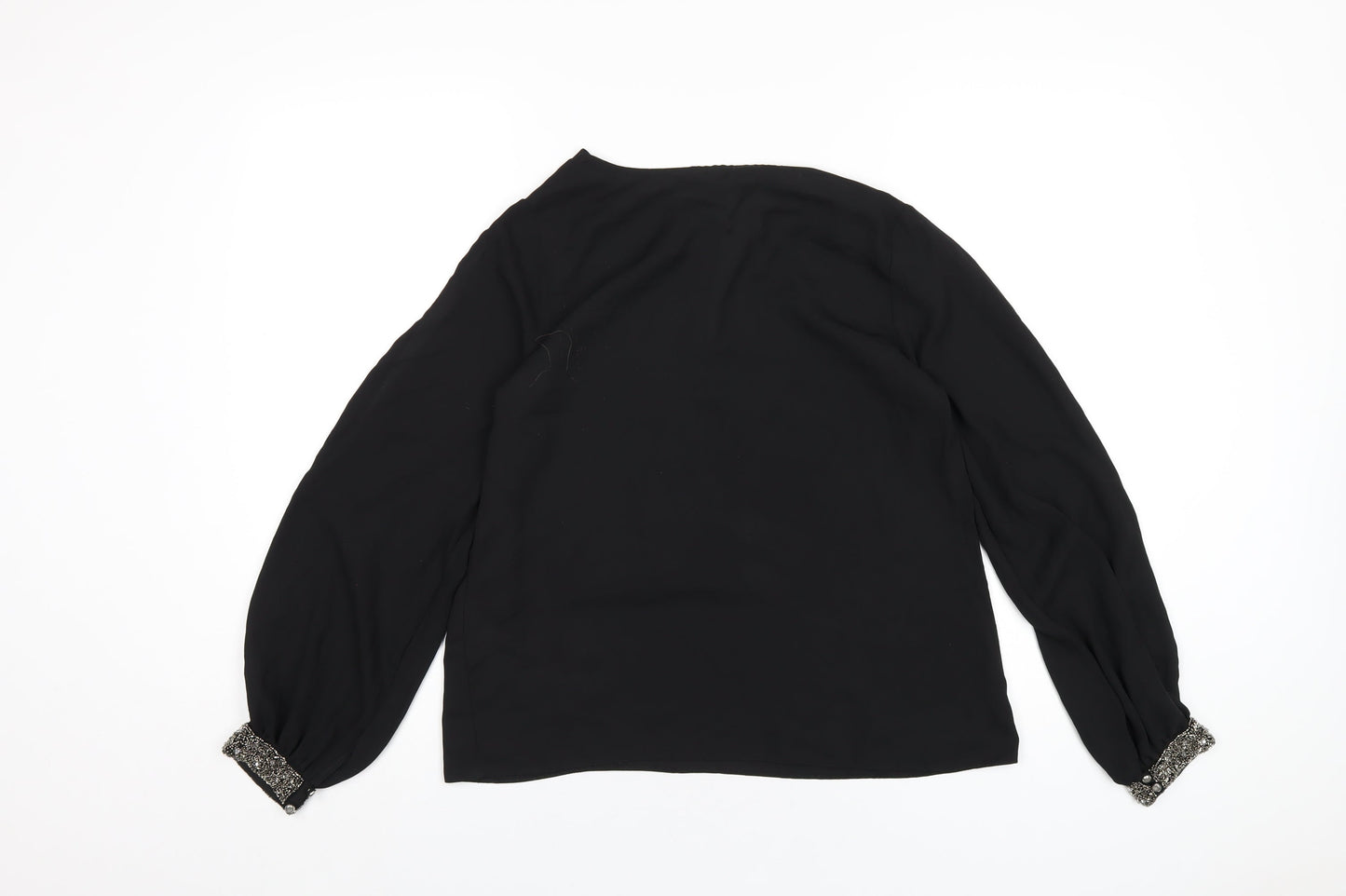 Dorothy Perkins Womens Black Polyester Basic Blouse Size 8 V-Neck