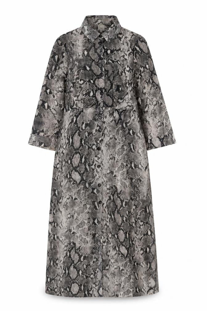 River Island Womens Grey Animal Print Polyester Shift Size 12 Collared Button