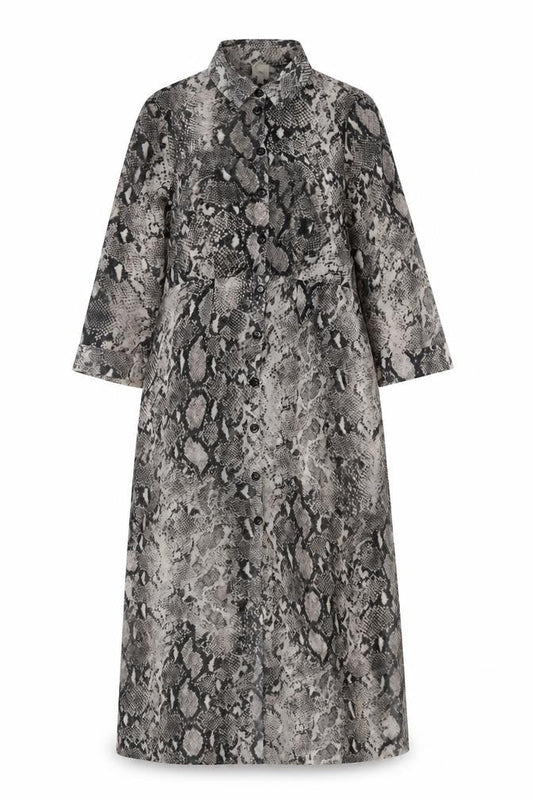 River Island Womens Grey Animal Print Polyester Shift Size 12 Collared Button