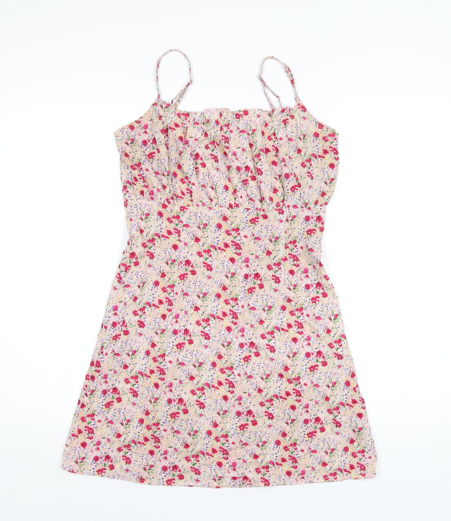 Wednesday's Girl Womens Multicoloured Floral Polyester A-Line Size S Square Neck Zip