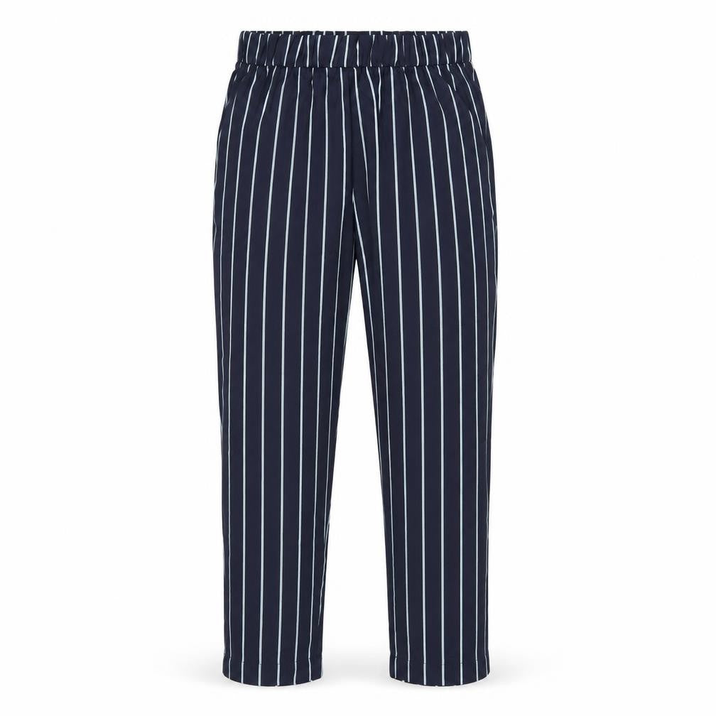 H&M Womens Blue Striped Polyester Trousers Size 8 L26 in Regular
