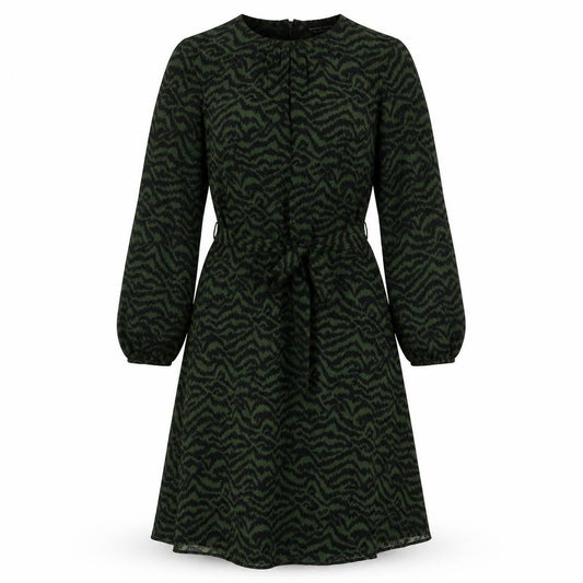 Dorothy Perkins Womens Green Geometric Polyester A-Line Size 12 Round Neck Zip