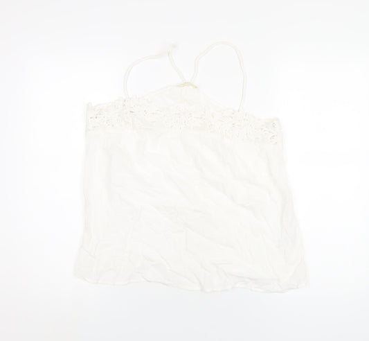Indigo Womens White Cotton Camisole T-Shirt Size 16 V-Neck