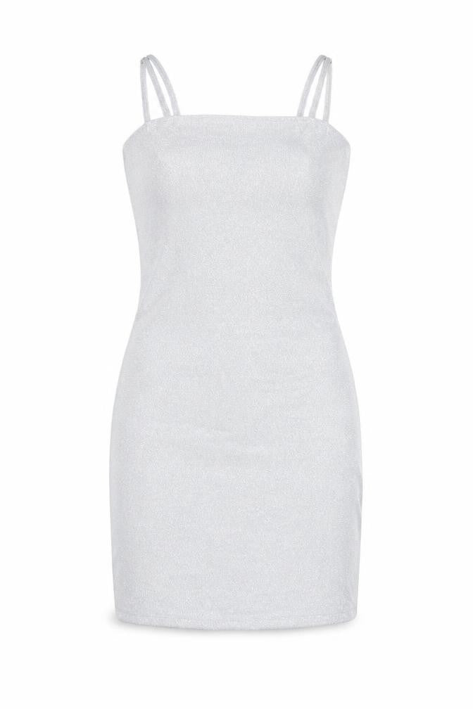 Forever 21 Womens Silver Polyester Bodycon Size S Square Neck Pullover