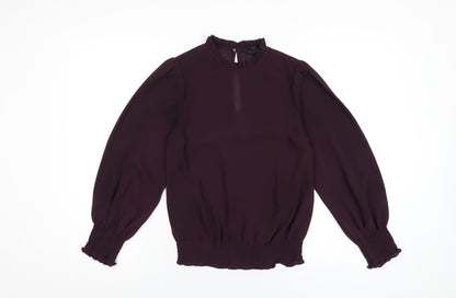 New Look Womens Purple Polyester Basic Blouse Size 8 Round Neck