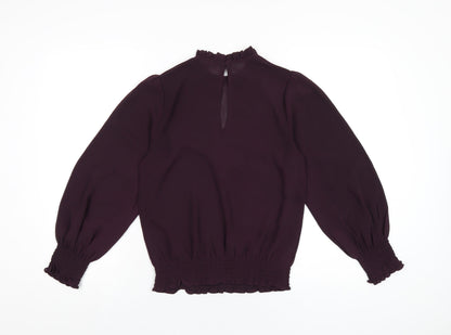 New Look Womens Purple Polyester Basic Blouse Size 8 Round Neck