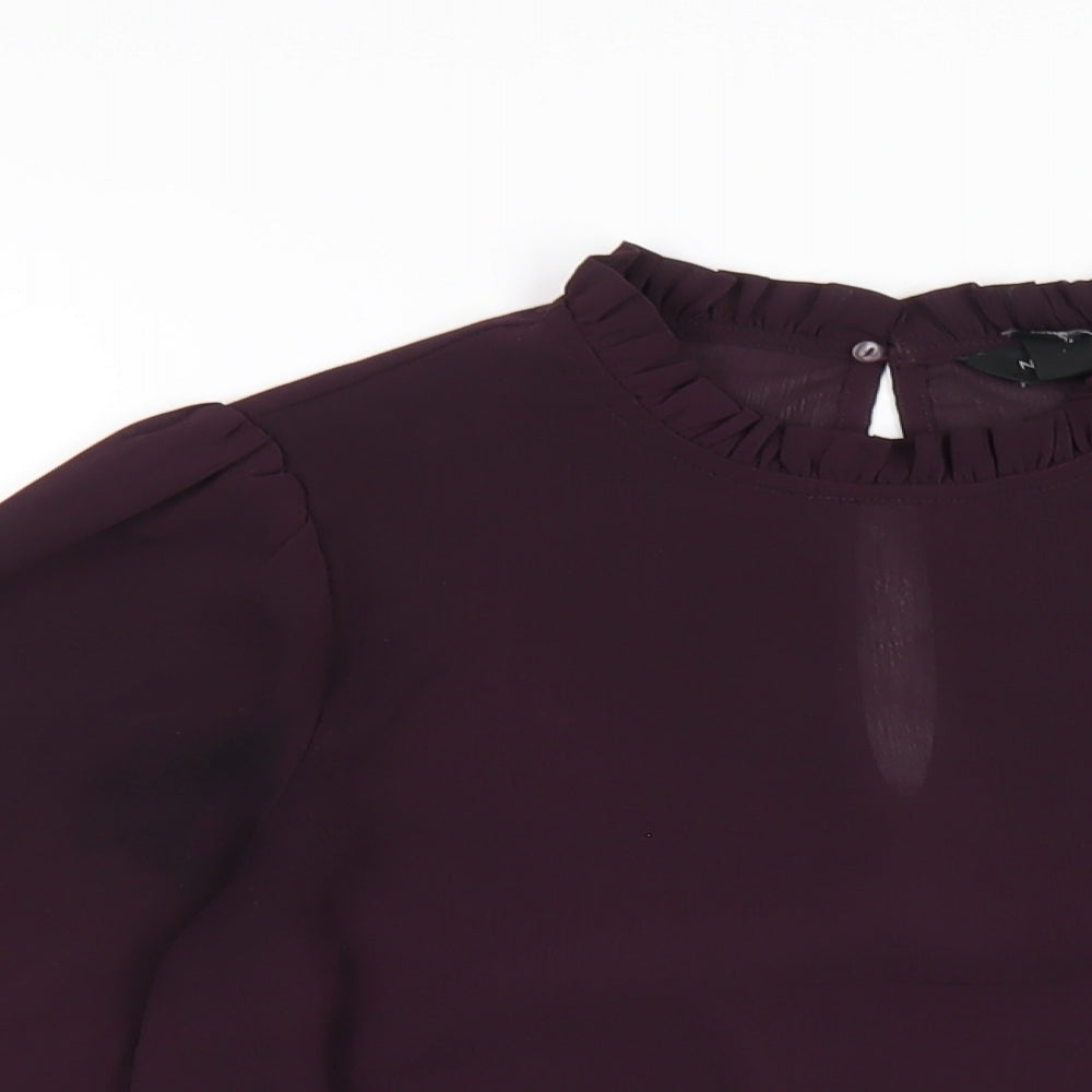 New Look Womens Purple Polyester Basic Blouse Size 8 Round Neck