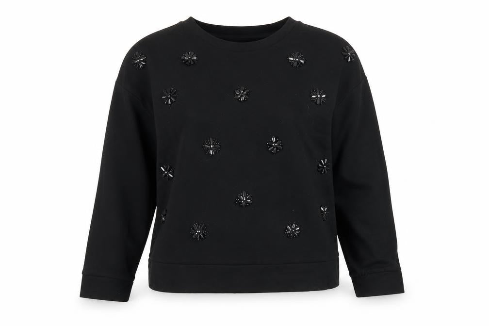 Jack Wills Womens Black Vinyl Pullover Sweatshirt Size 10 Pullover - Beaded