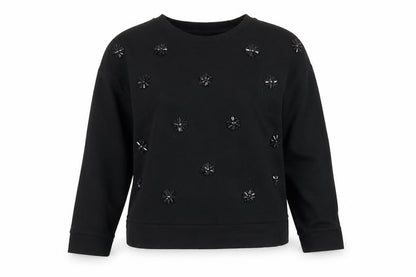 Jack Wills Womens Black Vinyl Pullover Sweatshirt Size 10 Pullover - Beaded