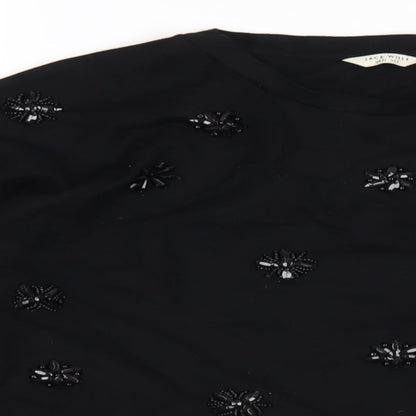 Jack Wills Womens Black Vinyl Pullover Sweatshirt Size 10 Pullover - Beaded