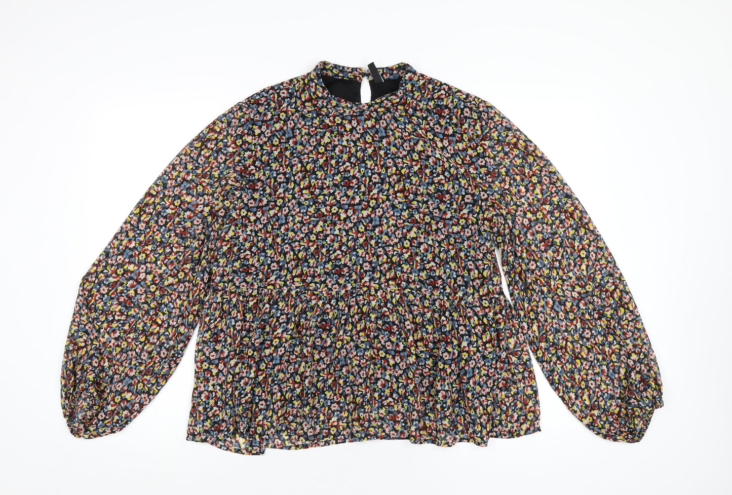 Pieces Womens Multicoloured Floral Polyester Basic Blouse Size L Round Neck