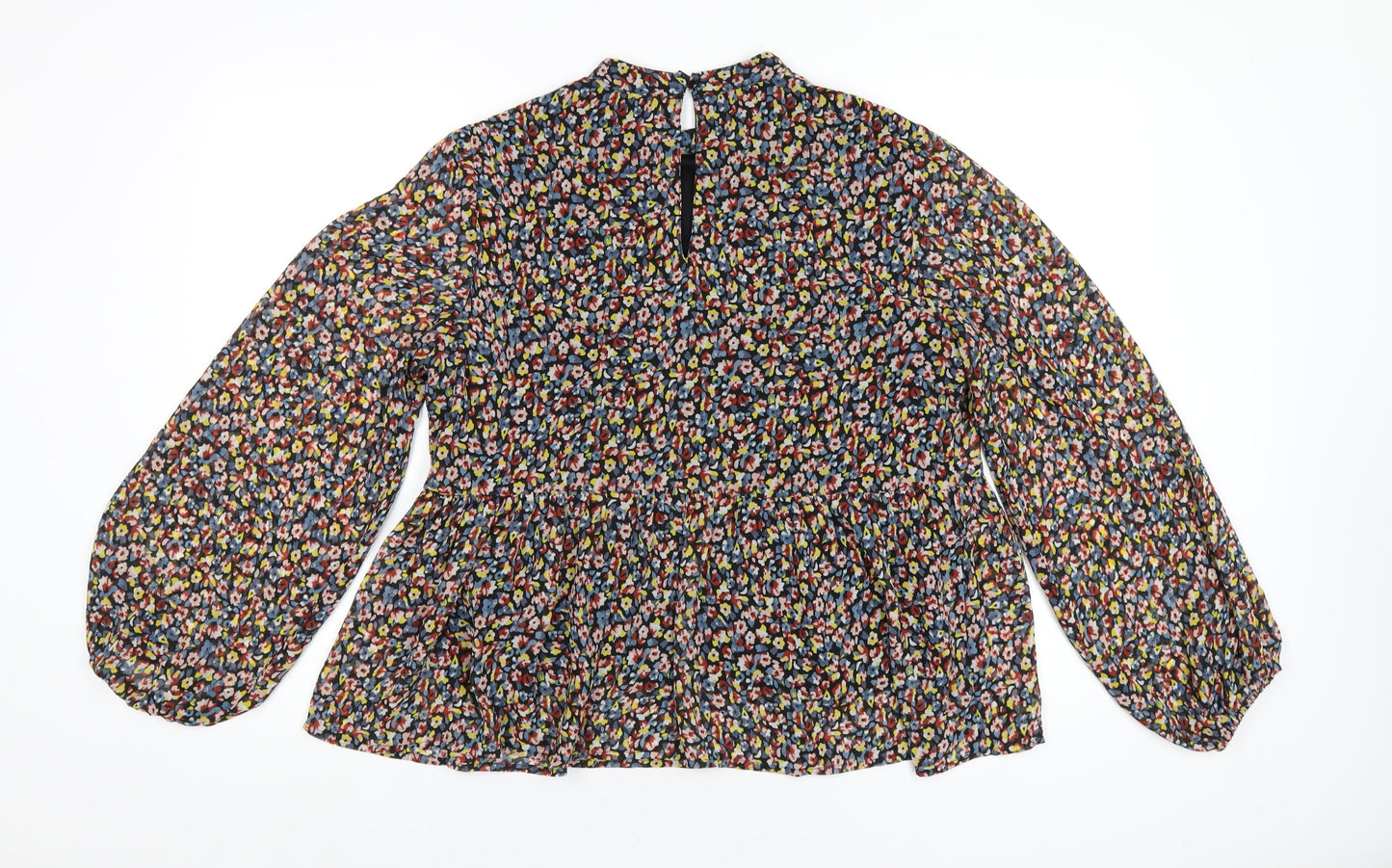 Pieces Womens Multicoloured Floral Polyester Basic Blouse Size L Round Neck