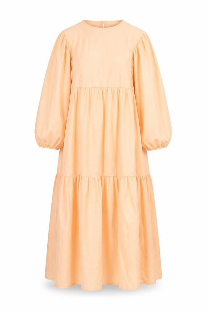 Benin Womens Orange Cotton A-Line Size 14 Round Neck Button