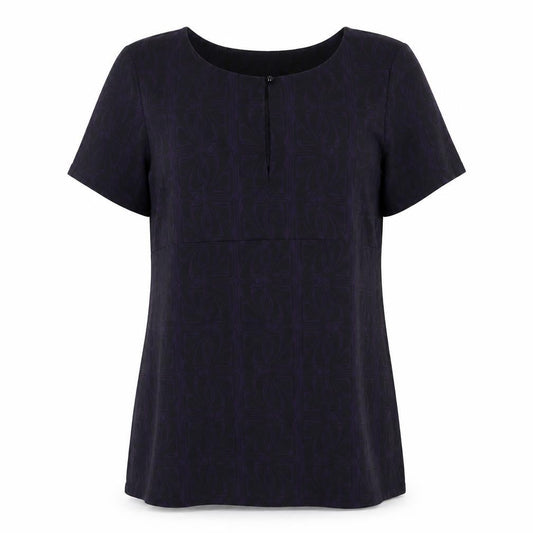 John Richmond Womens Purple Geometric Polyester Basic T-Shirt Size 16 Scoop Neck