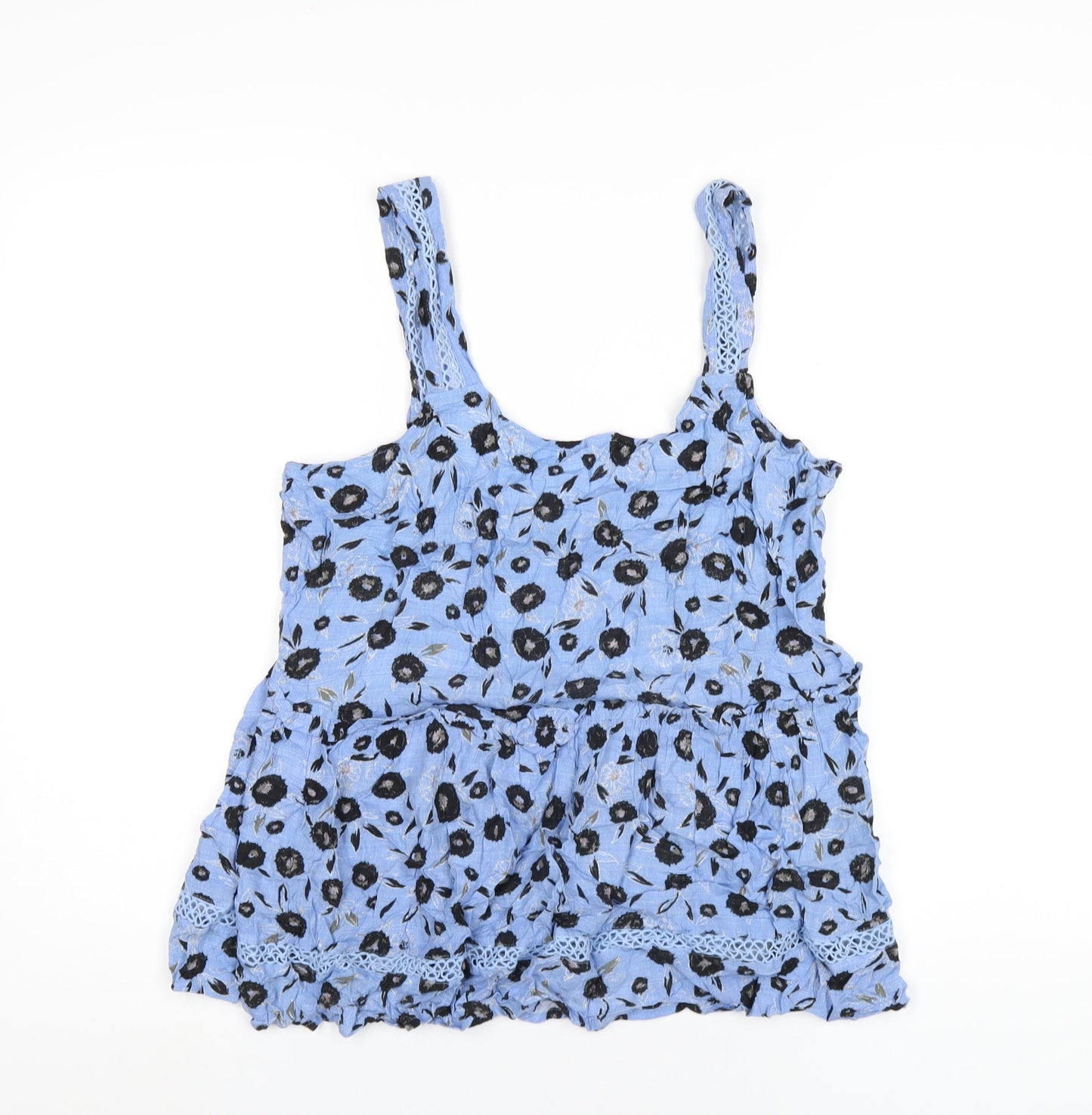 NEXT Womens Blue Floral Viscose Basic Tank Size 16 Scoop Neck
