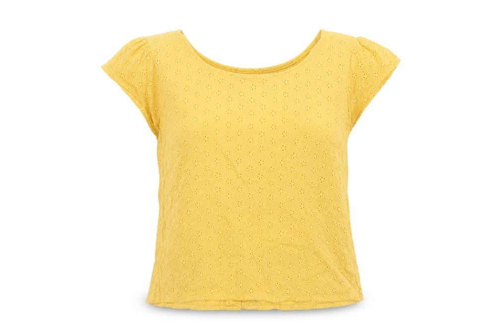 Princess Highway Womens Yellow Cotton Basic T-Shirt Size 8 Round Neck