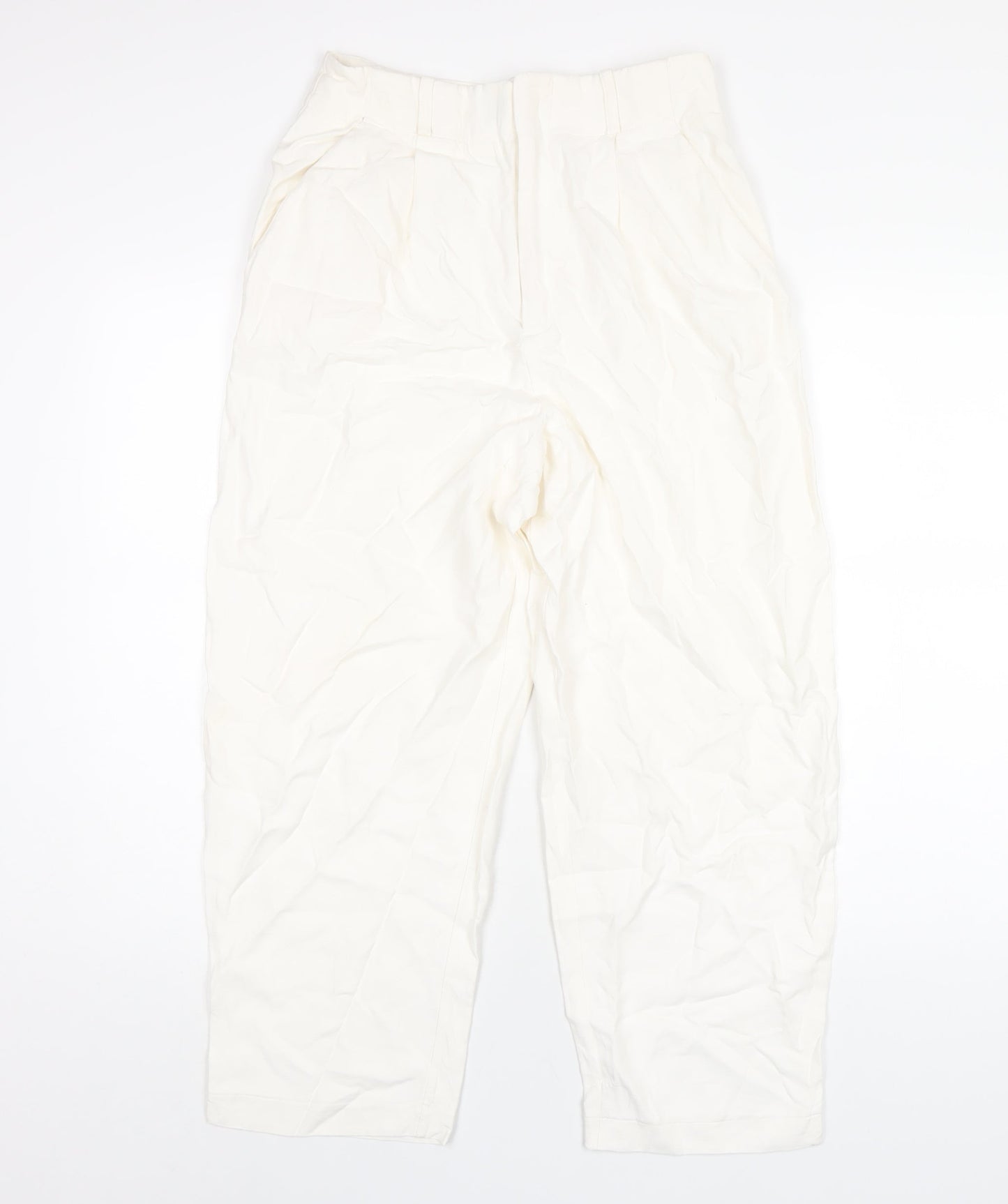 Zara Womens Ivory Linen Trousers Size S L25 in Regular Zip