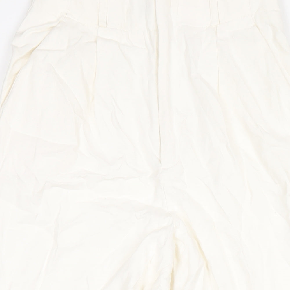 Zara Womens Ivory Linen Trousers Size S L25 in Regular Zip