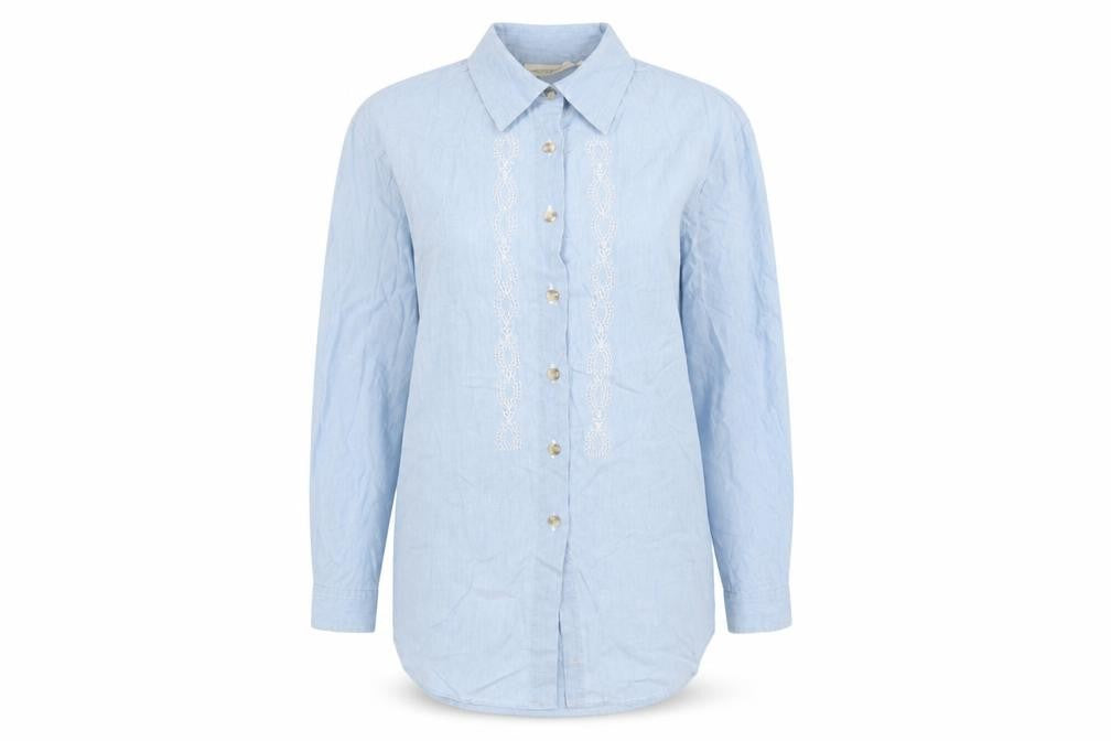 Laura Gribby Womens Blue Cotton Basic Button-Up Size 10 Collared