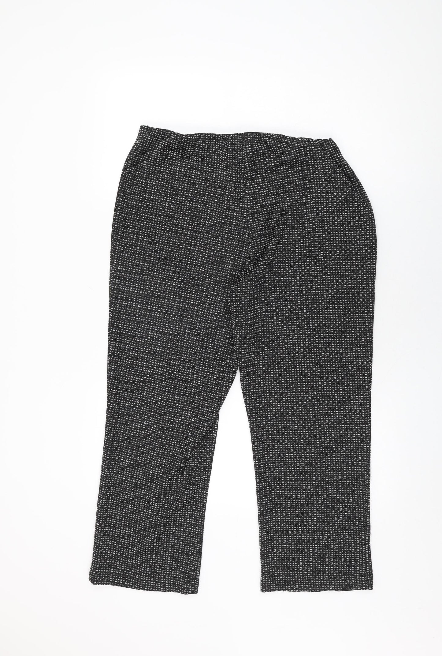 Bonmarché Womens Black Geometric Viscose Trousers Size 16 L25.5 in Regular