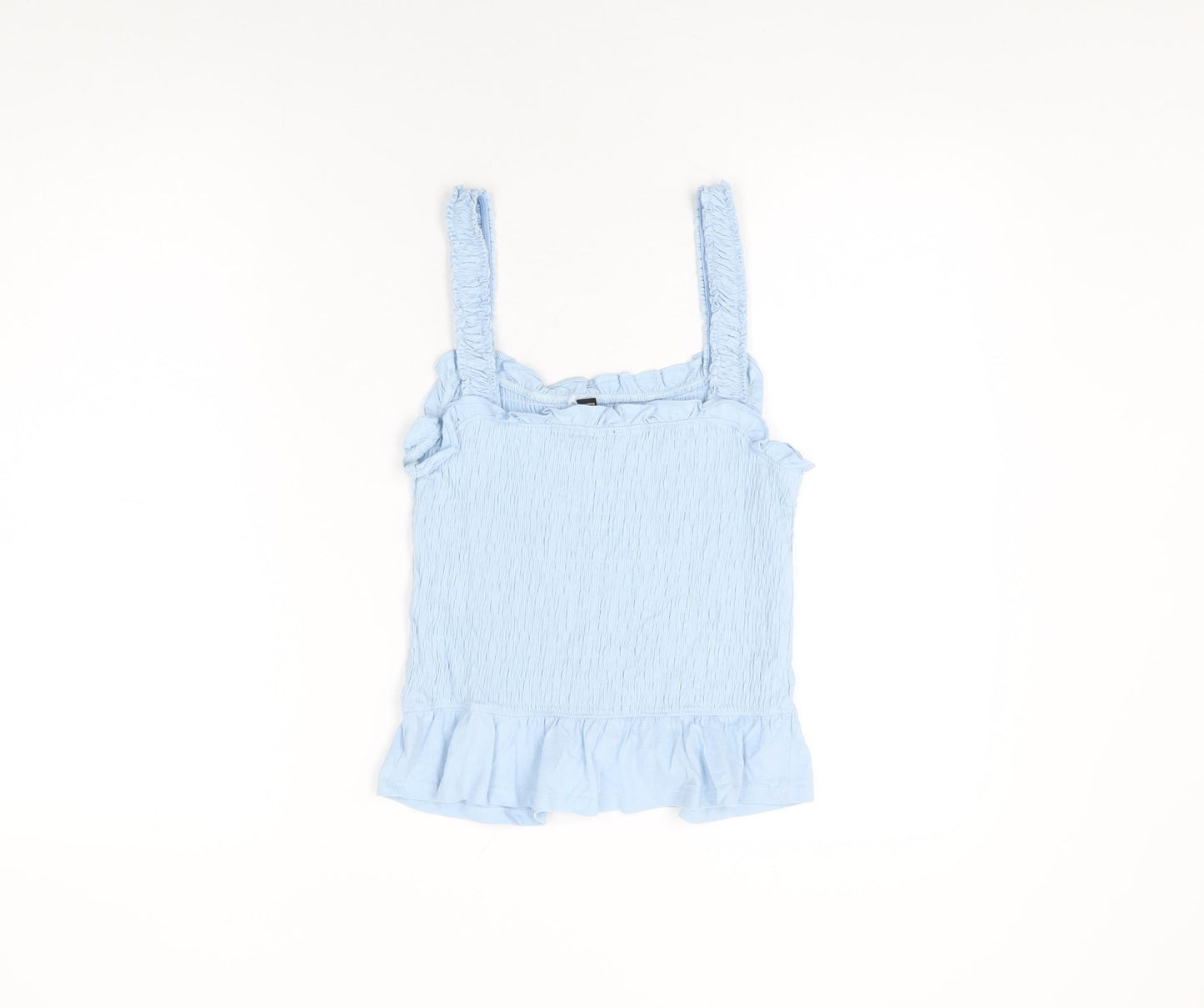 New Look Womens Blue Cotton Basic T-Shirt Size 12 Square Neck
