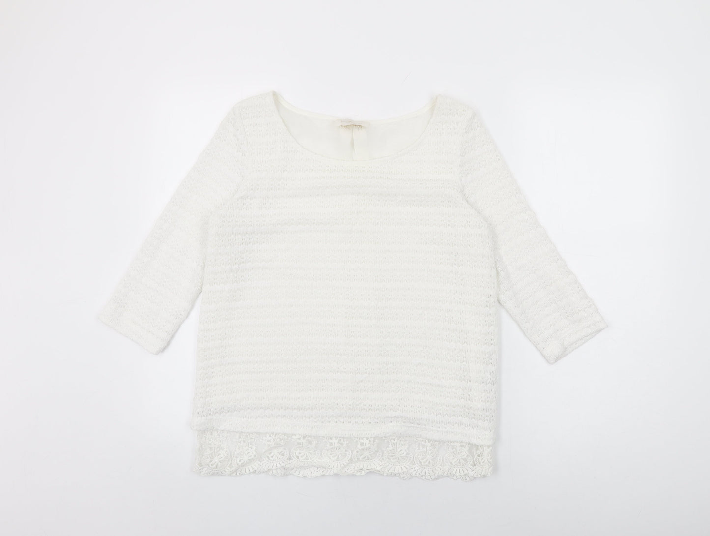 NEXT Womens White Polyester Basic T-Shirt Size 12 Round Neck