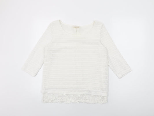 NEXT Womens White Polyester Basic T-Shirt Size 12 Round Neck