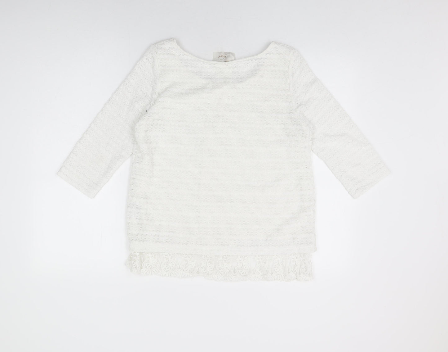 NEXT Womens White Polyester Basic T-Shirt Size 12 Round Neck