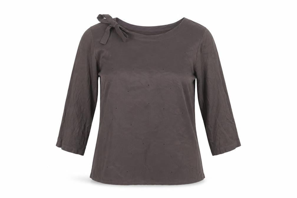 Per Una Womens Grey Cotton Basic T-Shirt Size 12 Round Neck