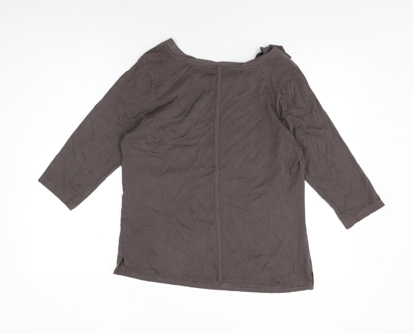 Per Una Womens Grey Cotton Basic T-Shirt Size 12 Round Neck