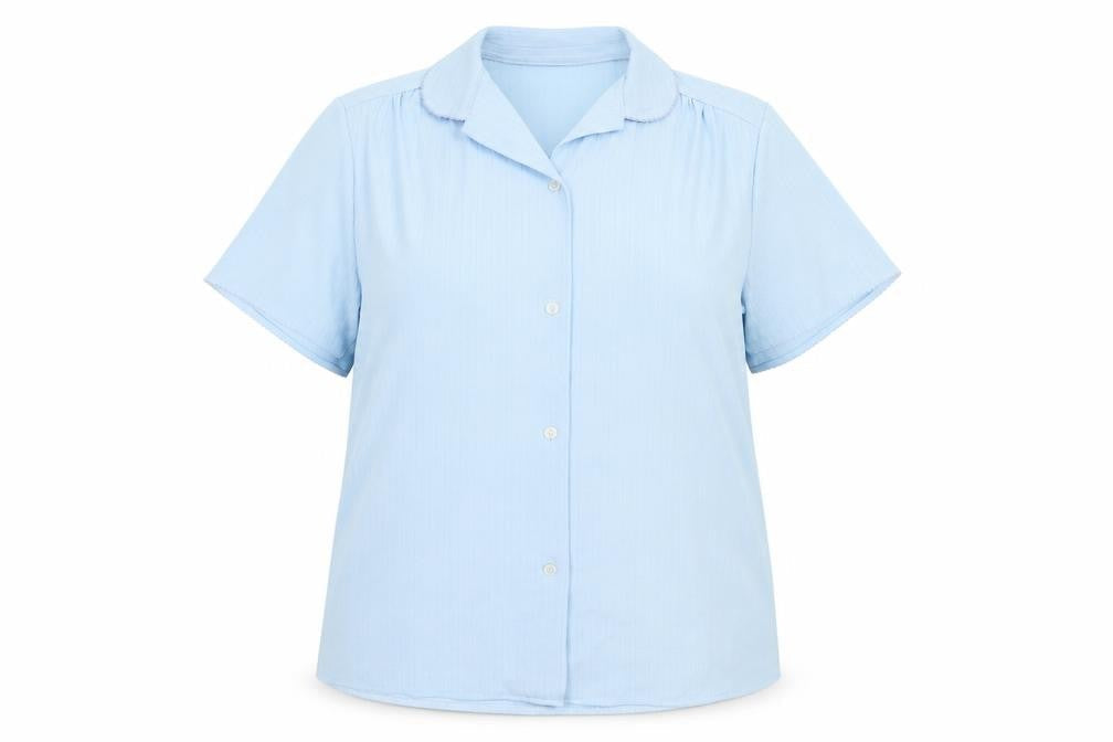 Trevira Womens Blue Polyester Basic Button-Up Size 16 Collared