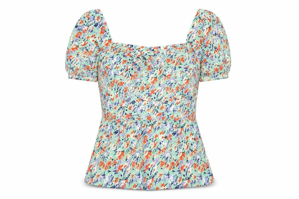 Quiz Womens Green Floral Polyester Basic T-Shirt Size 14 Sweetheart